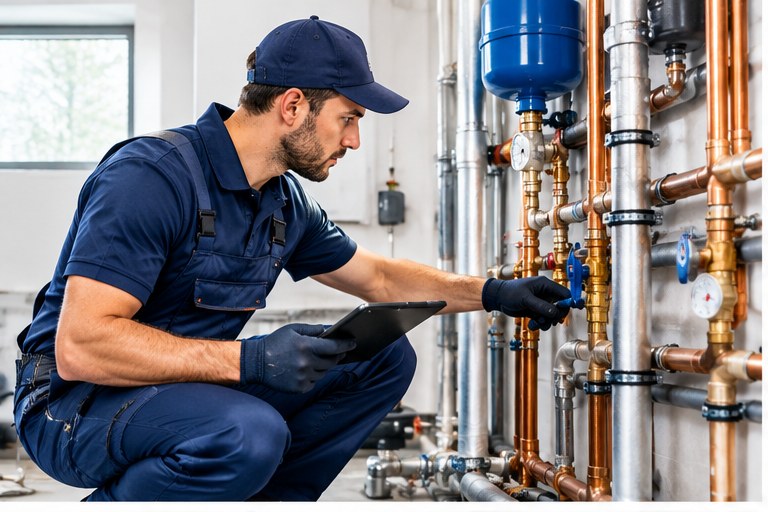 Professional plumbing technician